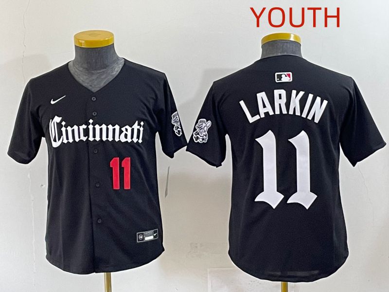 Youth 2025 Cincinnati Reds #11 Larkin Black Five generations Joint Name Nike MLB Jersey style 2